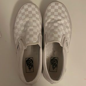 BARLEY WORN, White checker vans, Woman Size 10, Men’s 8.5